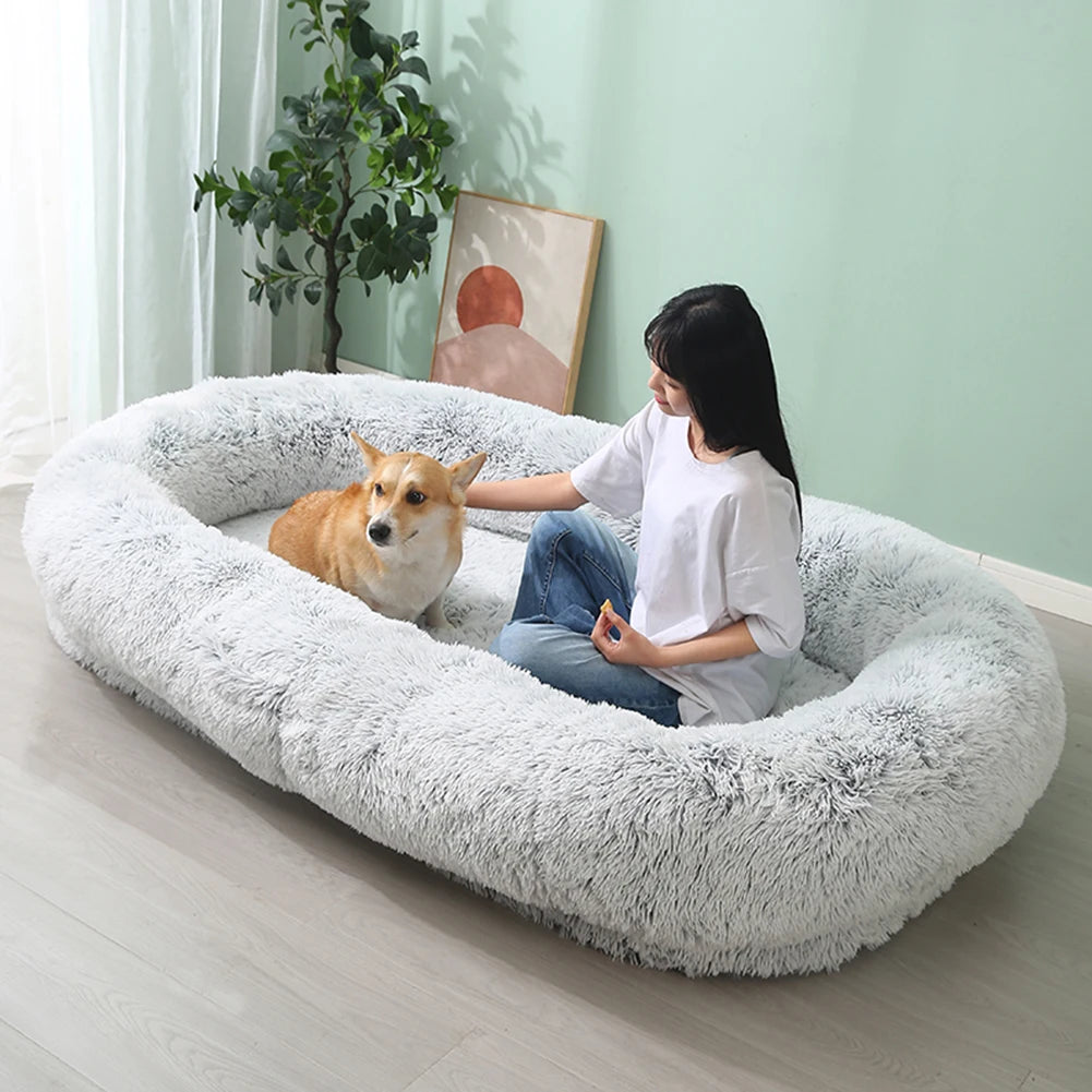 Giant Plush Human Dog Bed – Cozy Nap Sofa for Adults & Pets