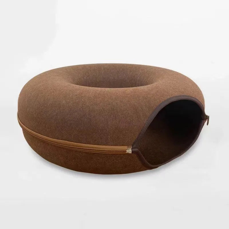 Cozy Donut Cat Bed – Calming Plush Pet Cushion for Cats and Small Dogs