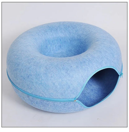 Cozy Donut Cat Bed – Calming Plush Pet Cushion for Cats and Small Dogs