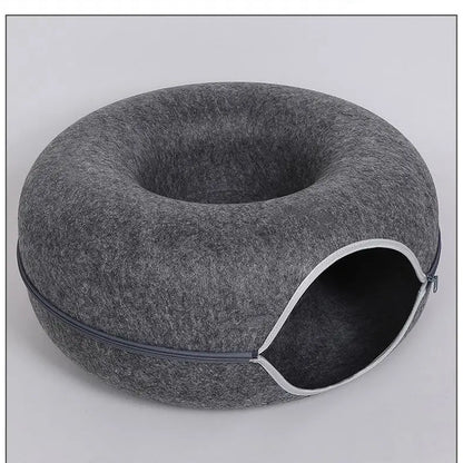 Cozy Donut Cat Bed – Calming Plush Pet Cushion for Cats and Small Dogs