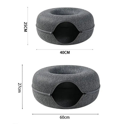 Cozy Donut Cat Bed – Calming Plush Pet Cushion for Cats and Small Dogs